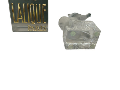 Vintage Lalique France “Dendourette” Cat Crystal Figurine, Marie-Claude Lalique (1935–2003) 1991