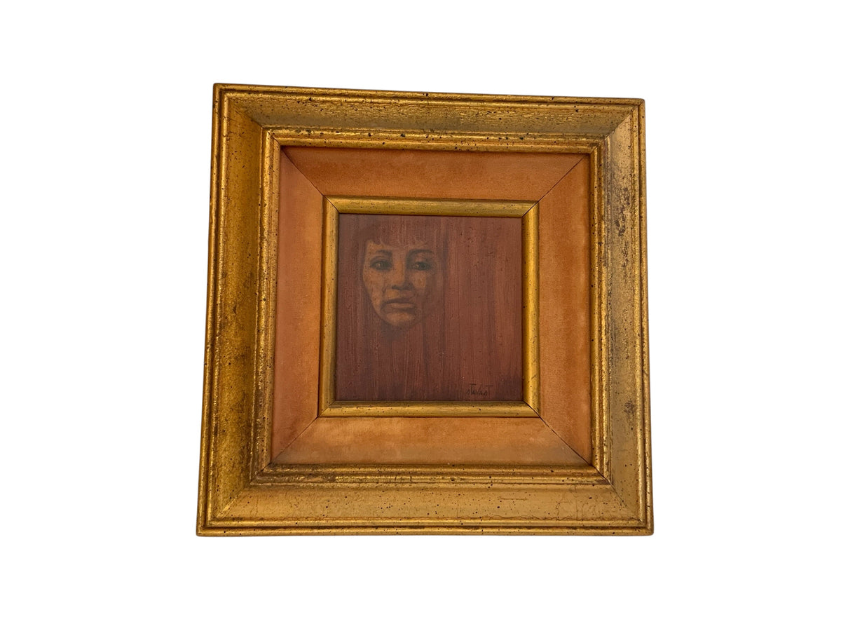 Vintage Stephen Stavast Early Figurative Portrait of a Woman Original Painting USA c. 1970s