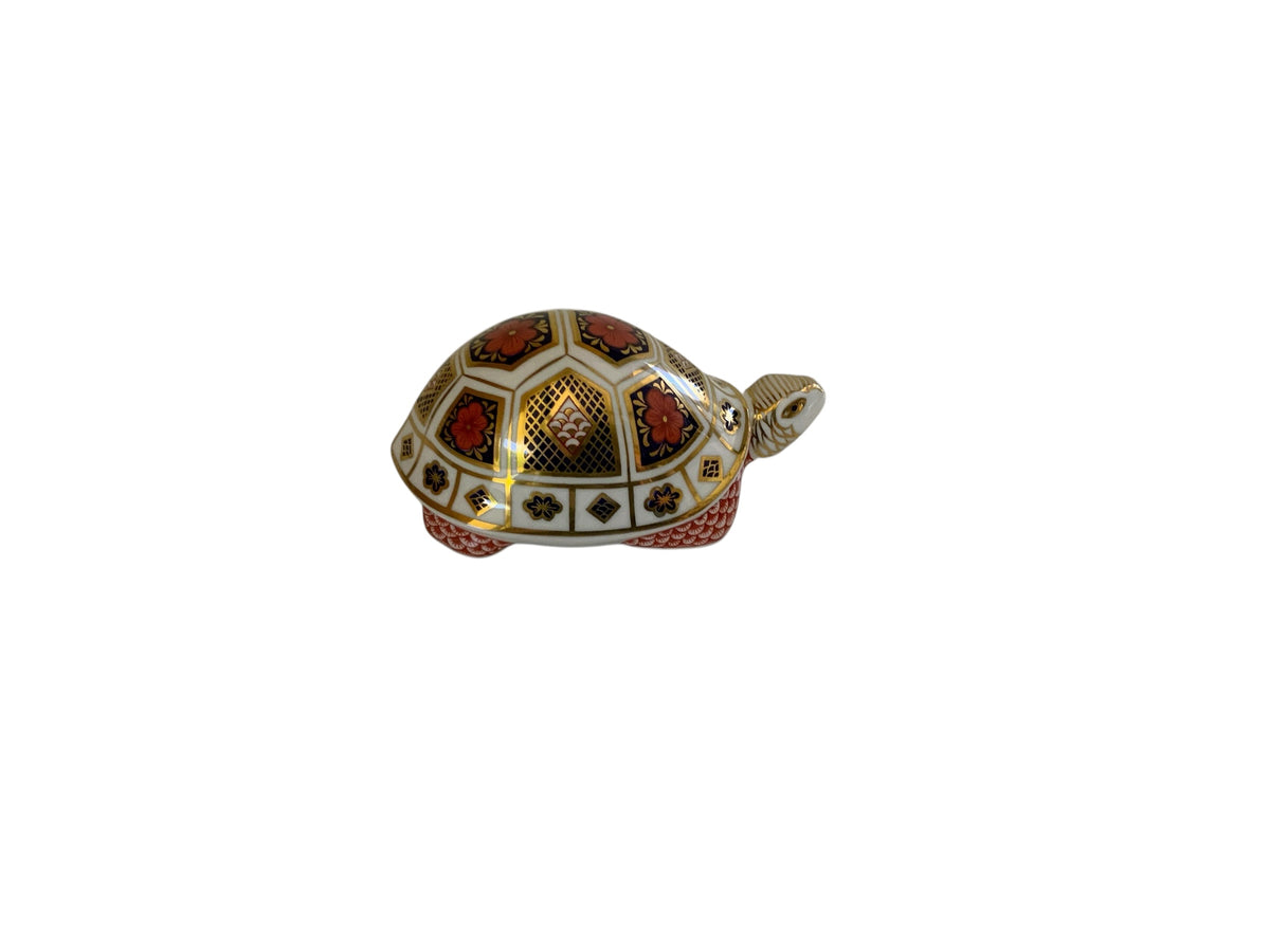 Vintage 1986 Royal Crown Derby Turtle Paperweight Imari English Bone China