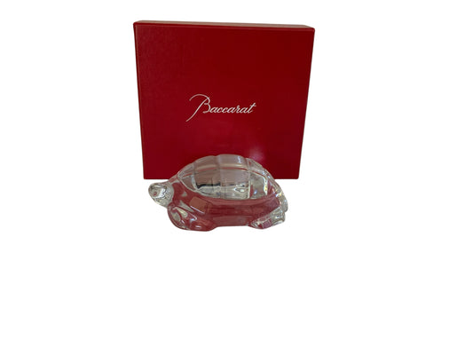 Baccarat Crystal Turtle Paperweight Figurine Signed & Stamped France Circa 1980s–1990s