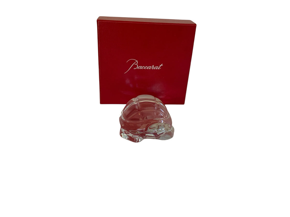 Baccarat Crystal Turtle Paperweight Figurine Signed & Stamped France Circa 1980s–1990s