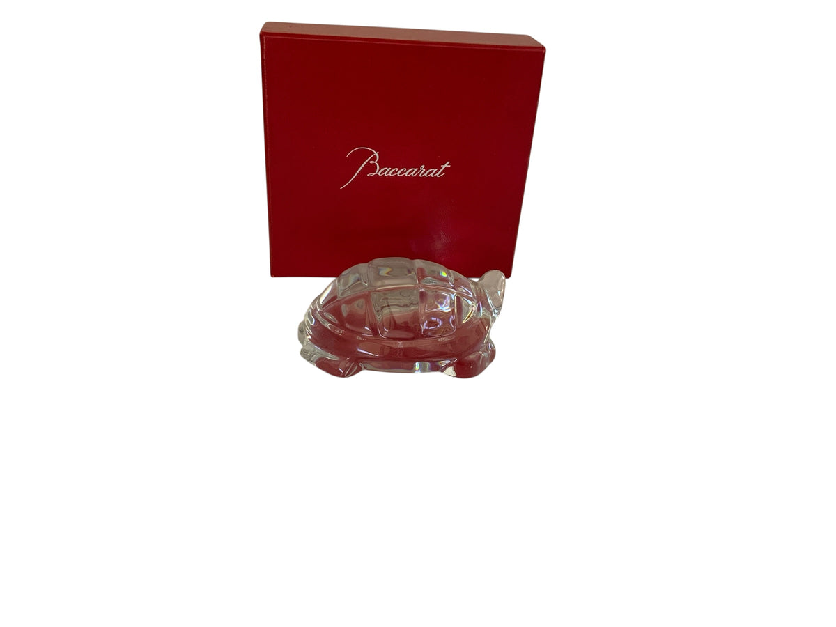 Baccarat Crystal Turtle Paperweight Figurine Signed & Stamped France Circa 1980s–1990s
