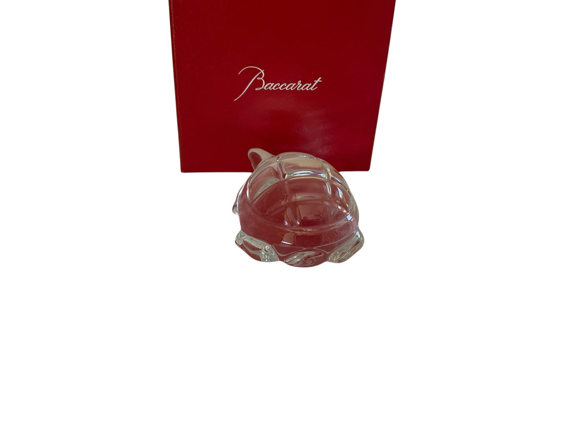 Baccarat Crystal Turtle Paperweight Figurine Signed & Stamped France Circa 1980s–1990s