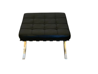 Naos La Casa Animata Black Leather Ottoman on Chrome Frame Italy 1998