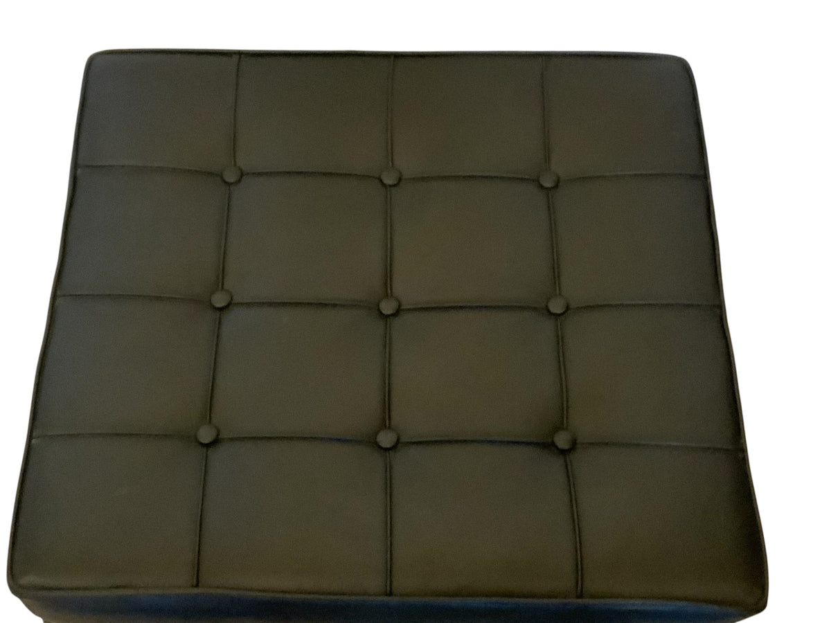Naos La Casa Animata Black Leather Ottoman on Chrome Frame Italy 1998