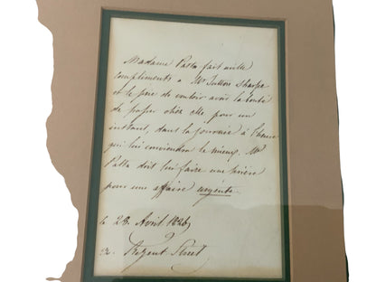 Antique Guiditta Pasta (1797-1865) Framed Set Portrait & Handwritten Letter 1829