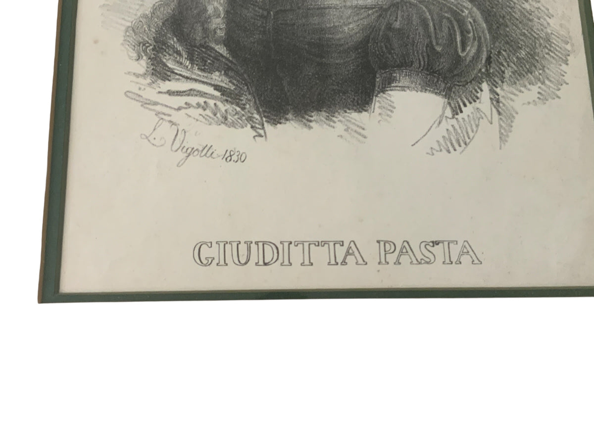 Antique Guiditta Pasta (1797-1865) Framed Set Portrait & Handwritten Letter 1829