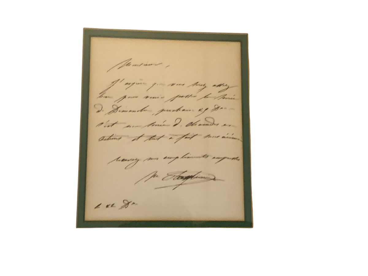 Antique Marie Taglioni (1804-1884) Framed Set Portrait & Handwritten Letter 1870s