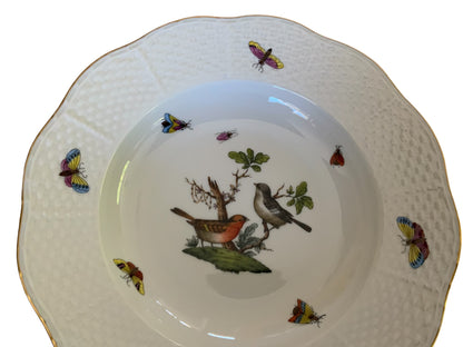 Herend Rothschild Bird Complete Set of 12 8" Soup Plate Porcelain 504/RO Made in Hungary