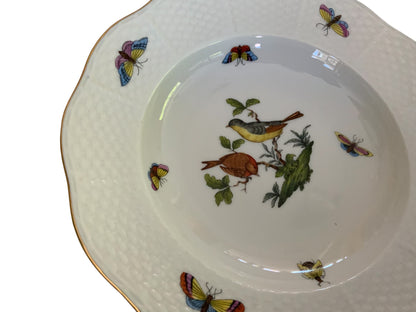 Herend Rothschild Bird Complete Set of 12 8" Soup Plate Porcelain 504/RO Made in Hungary