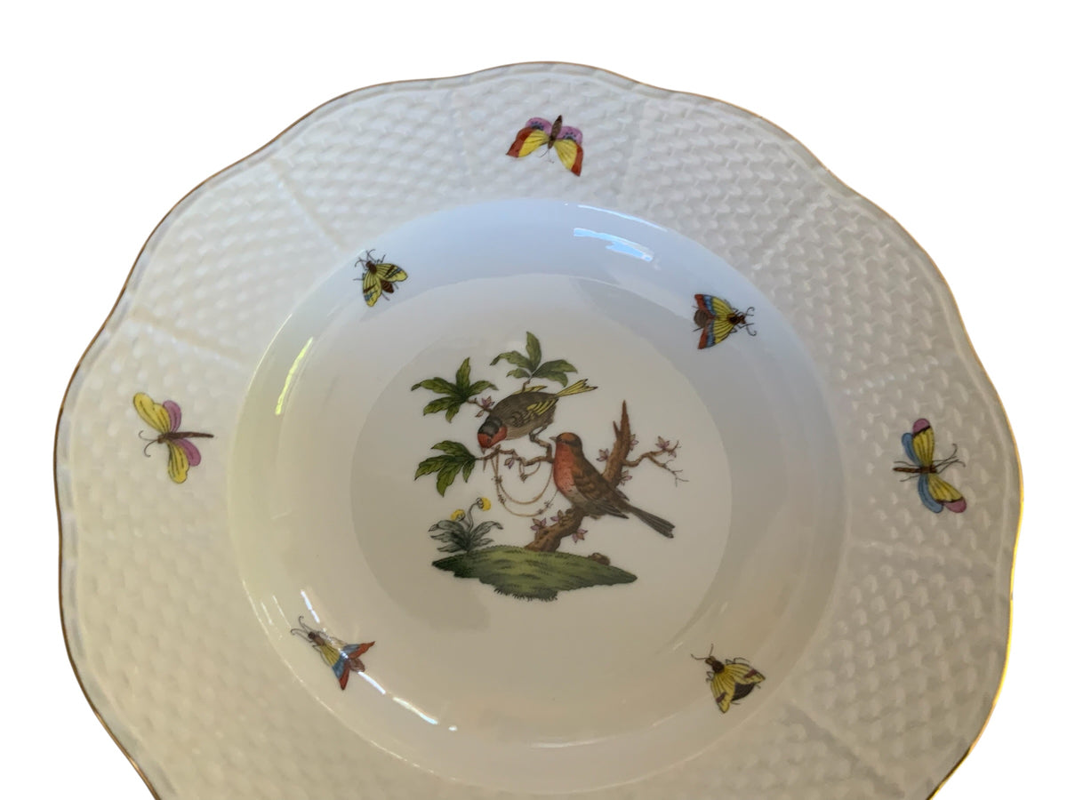 Herend Rothschild Bird Complete Set of 12 8" Soup Plate Porcelain 504/RO Made in Hungary