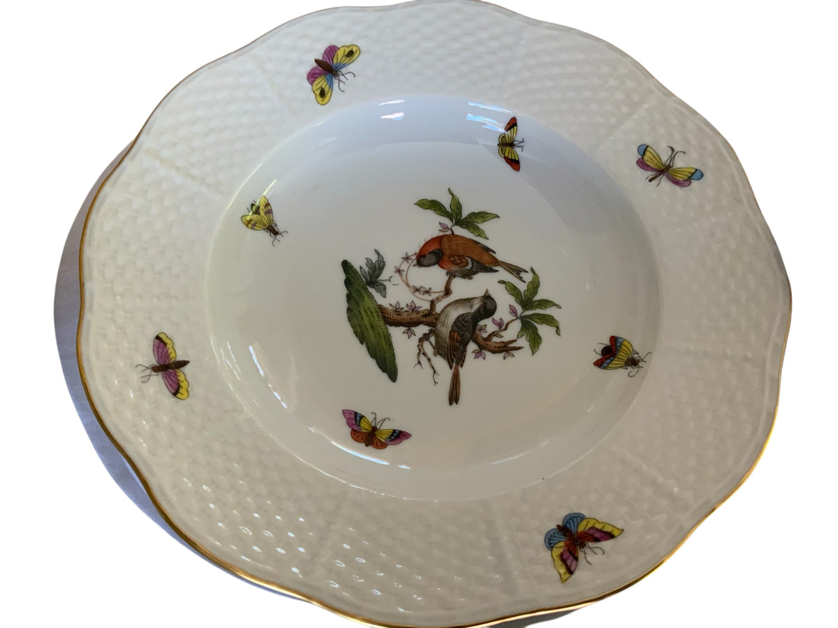 Herend Rothschild Bird Complete Set of 12 8" Soup Plate Porcelain 504/RO Made in Hungary