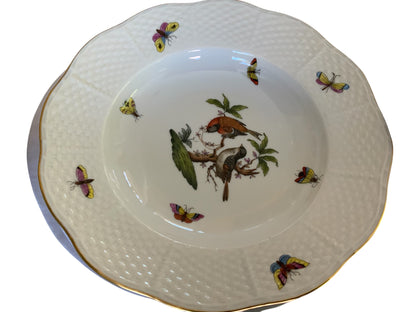 Herend Rothschild Bird Complete Set of 12 8" Soup Plate Porcelain 504/RO Made in Hungary