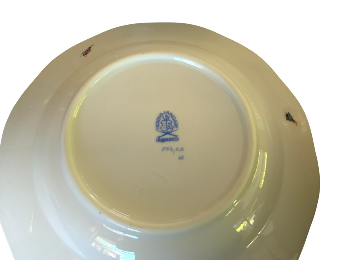 Herend Rothschild Bird Complete Set of 12 8" Soup Plate Porcelain 504/RO Made in Hungary