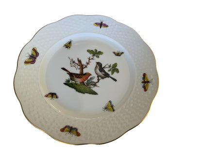 Herend Rothschild Bird Complete Set of 12 7.5" Salad Plate Porcelain 517/RO Made in Hungary