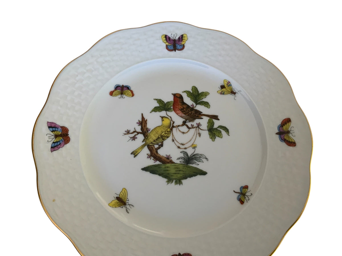 Herend Rothschild Bird Complete Set of 12 7.5" Salad Plate Porcelain 517/RO Made in Hungary