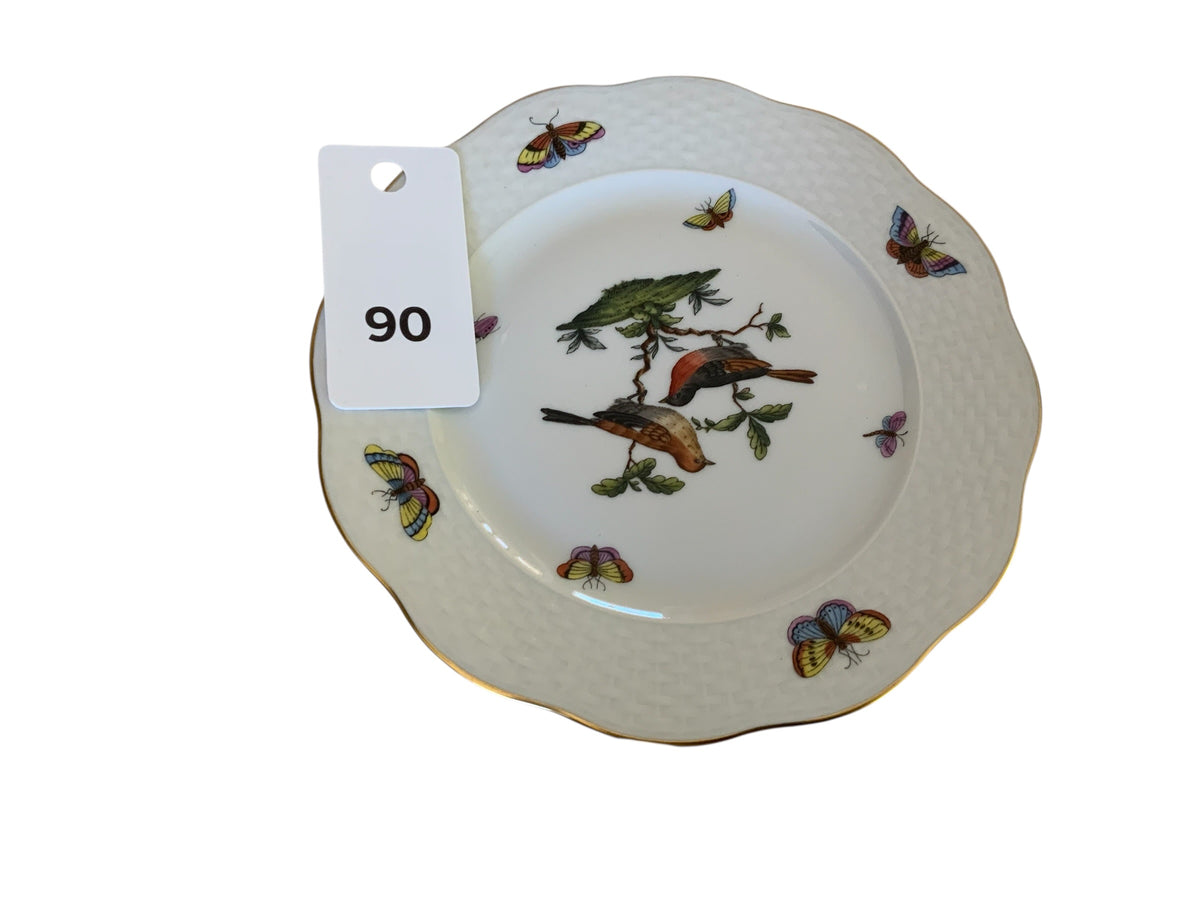 Herend Rothschild Bird Complete Set of 12 7.5" Salad Plate Porcelain 517/RO Made in Hungary