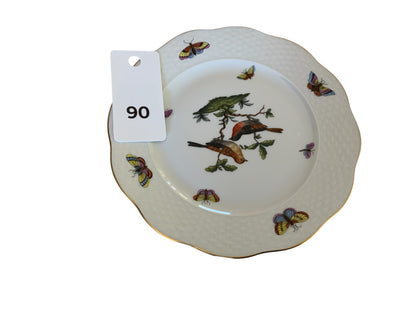 Herend Rothschild Bird Complete Set of 12 7.5" Salad Plate Porcelain 517/RO Made in Hungary