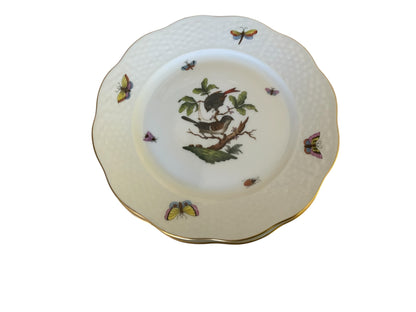 Herend Rothschild Bird Complete Set of 12 7.5" Salad Plate Porcelain 517/RO Made in Hungary