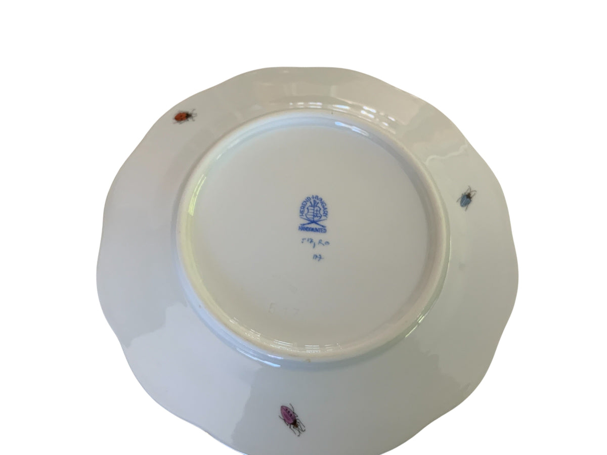 Herend Rothschild Bird Complete Set of 12 7.5" Salad Plate Porcelain 517/RO Made in Hungary