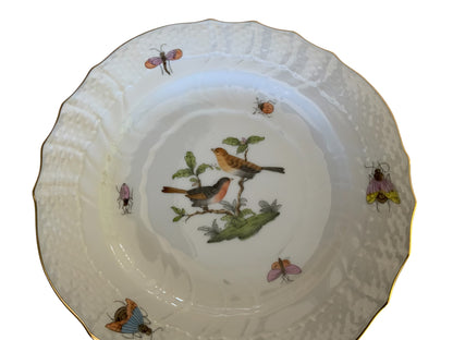 Herend Rothschild Bird Complete Set of 12 6" Bread Butter Porcelain Plates 1515/RO Made in Hungary