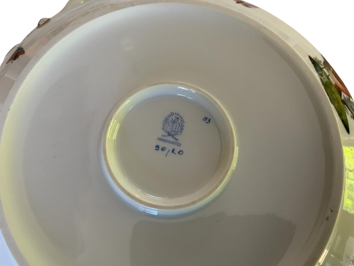 Herend Rothschild Bird 11" Round Covered Vegetable Bowl Porcelain 90/RO Made in Hungary