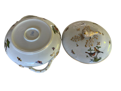 Herend Rothschild Bird 11" Round Covered Vegetable Bowl Porcelain 90/RO Made in Hungary