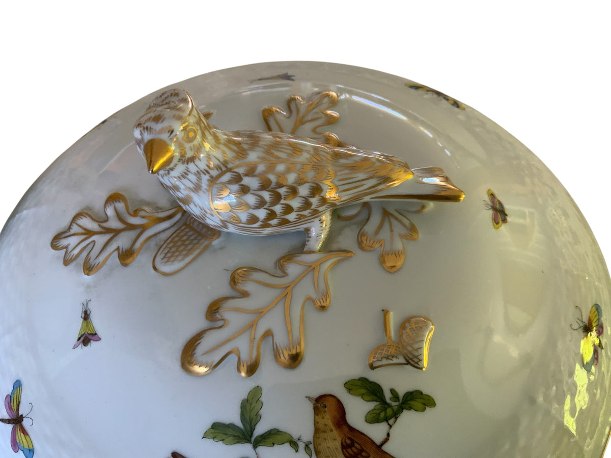 Herend Rothschild Bird 11" Round Covered Vegetable Bowl Porcelain 90/RO Made in Hungary