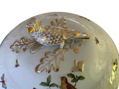 Herend Rothschild Bird 11" Round Covered Vegetable Bowl Porcelain 90/RO Made in Hungary