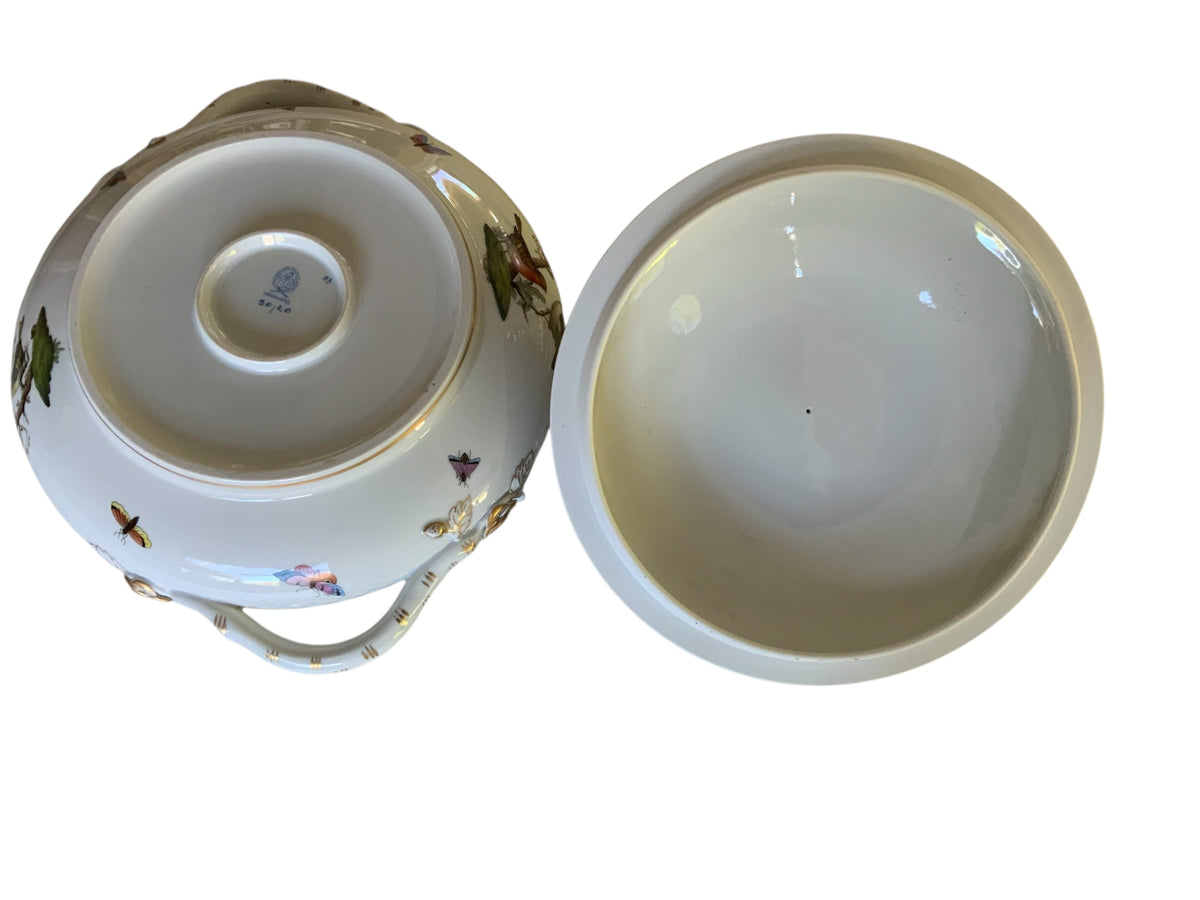 Herend Rothschild Bird 11" Round Covered Vegetable Bowl Porcelain 90/RO Made in Hungary