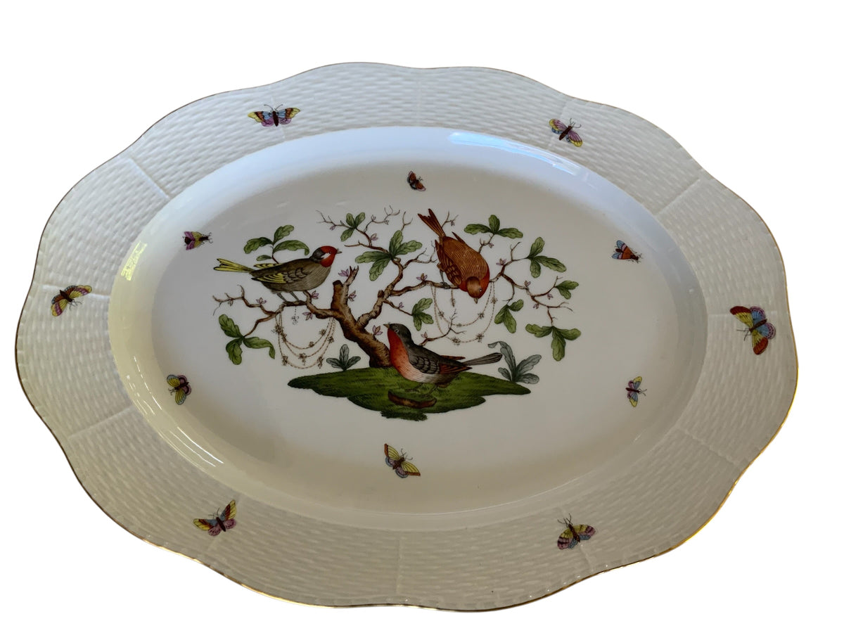 Herend Rothschild Bird 16 3/8 " Oval Serving Platter Plate Porcelain 1101/RO Made in Hungary