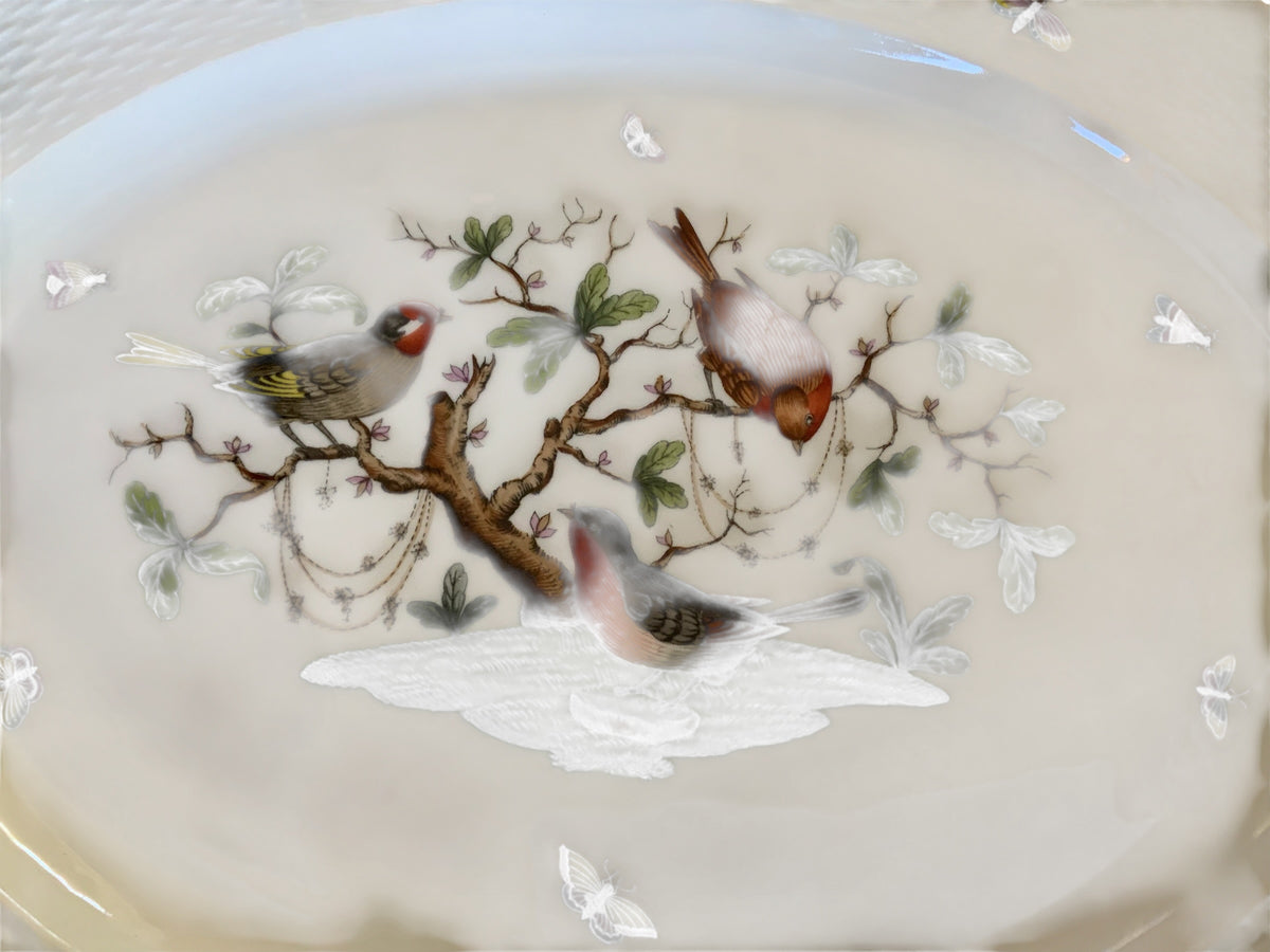 Herend Rothschild Bird 16 3/8 " Oval Serving Platter Plate Porcelain 1101/RO Made in Hungary