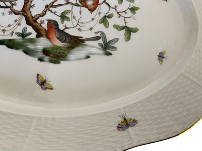 Herend Rothschild Bird 16 3/8 " Oval Serving Platter Plate Porcelain 1101/RO Made in Hungary