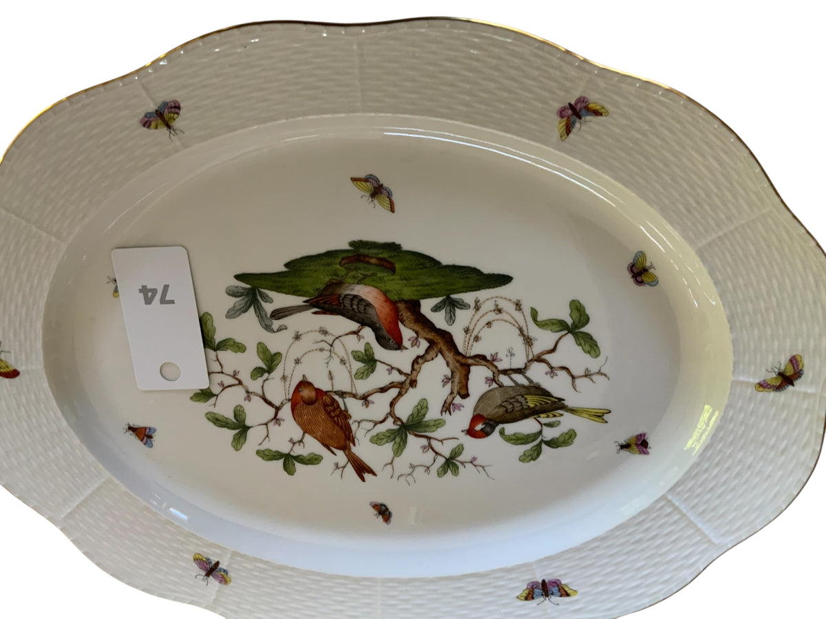 Herend Rothschild Bird 16 3/8 " Oval Serving Platter Plate Porcelain 1101/RO Made in Hungary
