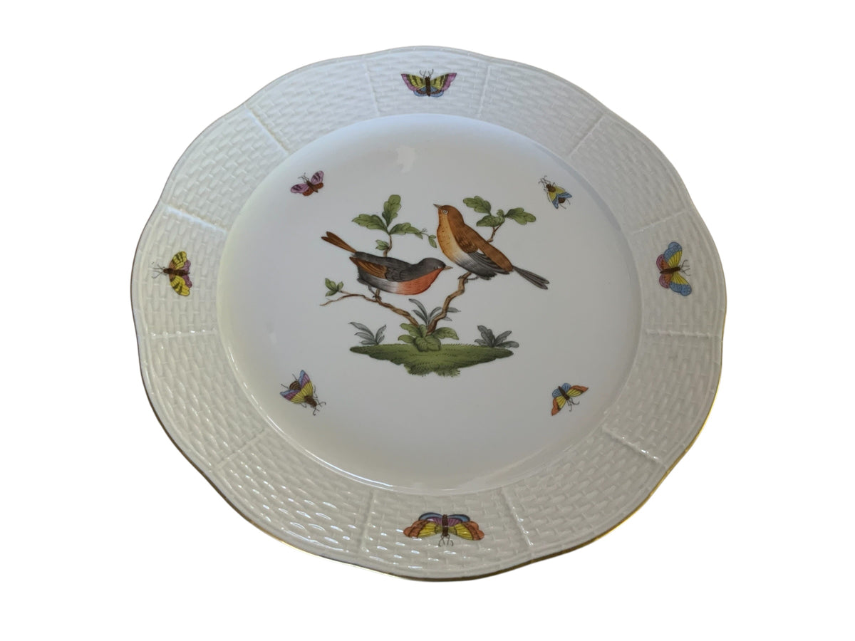 Herend Rothschild Bird 10" Dinner Porcelain Plate 524/RO Motif #1 Made in Hungary