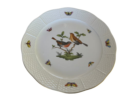 Herend Rothschild Bird 10" Dinner Porcelain Plate 524/RO Motif #1 Made in Hungary