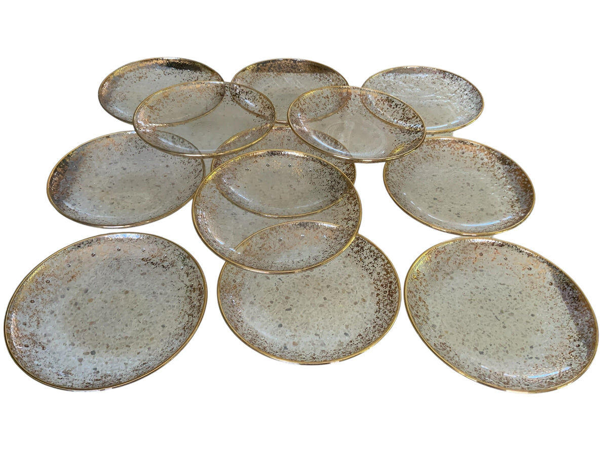 Set of 12 Vintage Neiman Marcus Italy 24K Gold Round Salad Lunch Plates Made in Italy 1998-2000