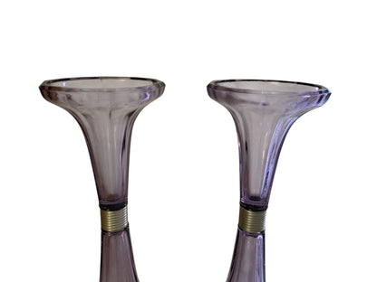 Antique Pair Art Deco Amethyst-Tinted Glass Shelf Risers Stands USA 1920s-1930s