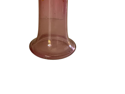 Antique Victoria Moser Bohemian Cranberry Glass Mantel Bud Vase Gold Gilded Floral Late 19th Century