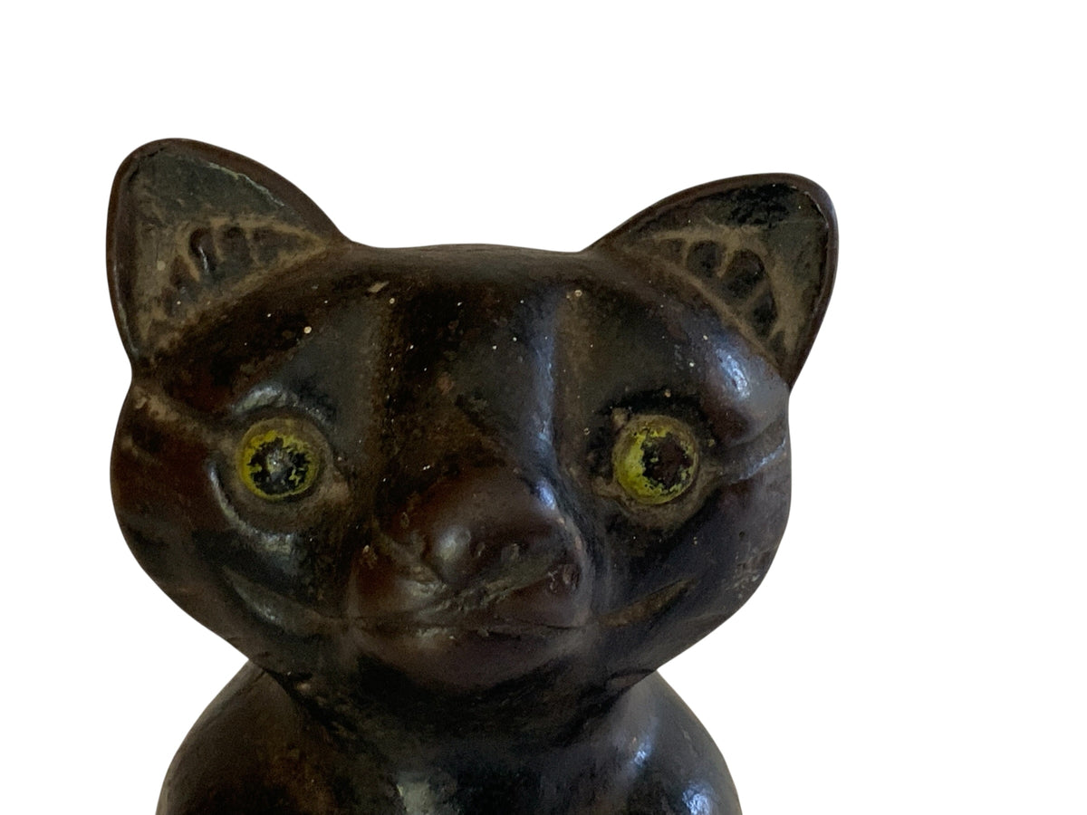 Antique Hubley or Albany Cast Iron 7" Sitting Cat Doorstop Made in USA 1920s-1930s