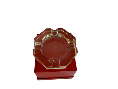 Vintage Baccarat Hexagonal Crystal Cigar Ashtray Made in France 1980s