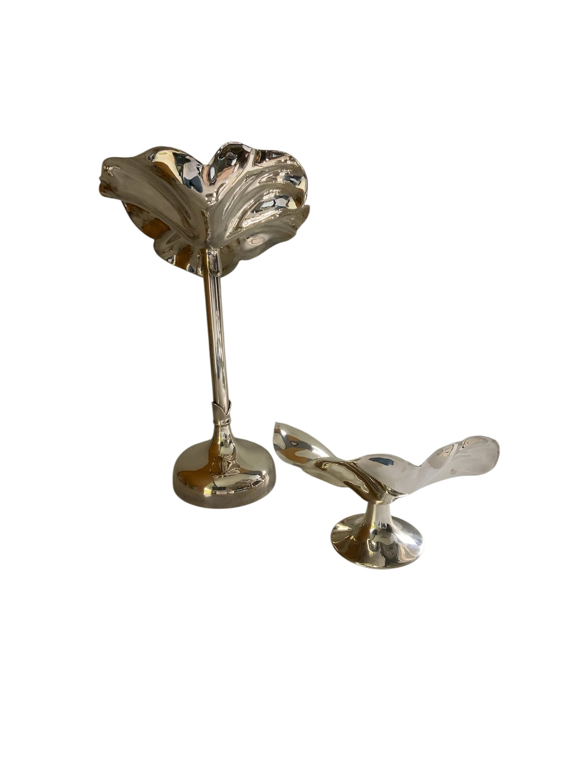 Vintage Unmatched Pair De Vecchi Milano 1935 Flor 925 Sterling Silver Large A28 & Medium Candle Holders Made in Italy 1998