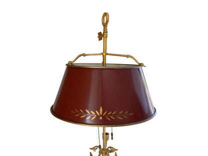 Vintage Wildwood French Empire Candlestick Bouillotte Bronze Table Lamp Triple Swans 25.5" Made in 1980s