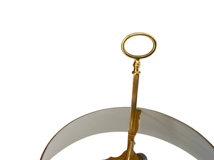 Vintage French Large Louis XVI Bronze Three-Arm Candlestick Bouillotte Lamp Tole Shade