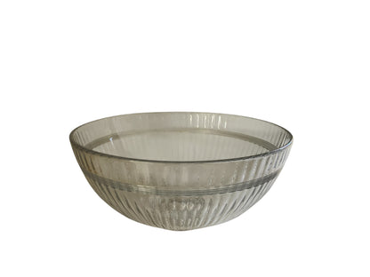 Antique Heisey Banded Fluted Clear 14" Footed Punchbowl Made in USA 1907-1937