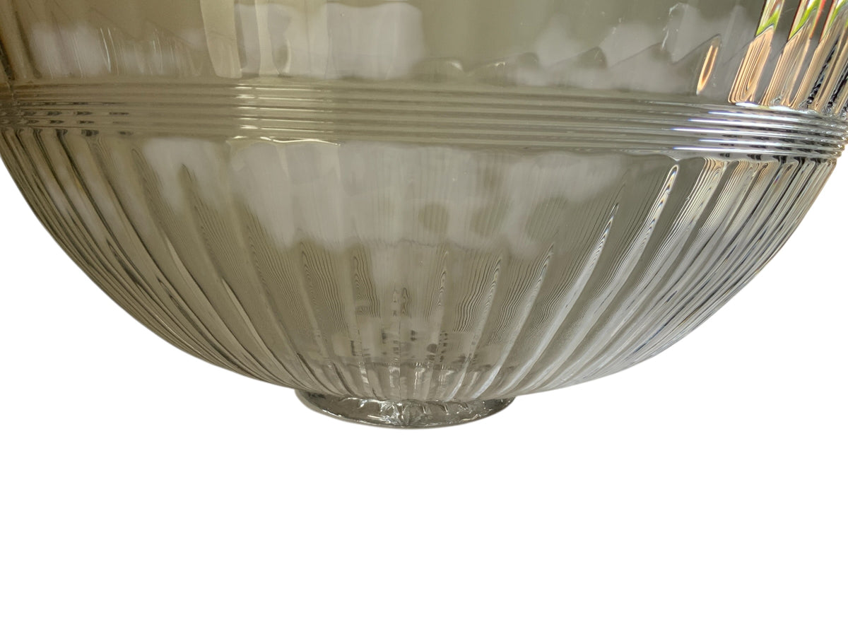 Antique Heisey Banded Fluted Clear 14" Footed Punchbowl Made in USA 1907-1937