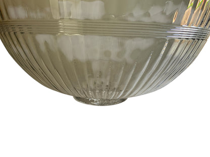 Antique Heisey Banded Fluted Clear 14" Footed Punchbowl Made in USA 1907-1937