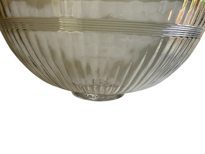 Antique Heisey Banded Fluted Clear 14" Footed Punchbowl Made in USA 1907-1937