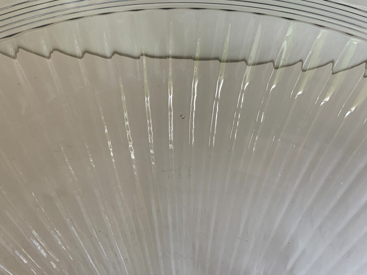 Antique Heisey Banded Fluted Clear 14" Footed Punchbowl Made in USA 1907-1937