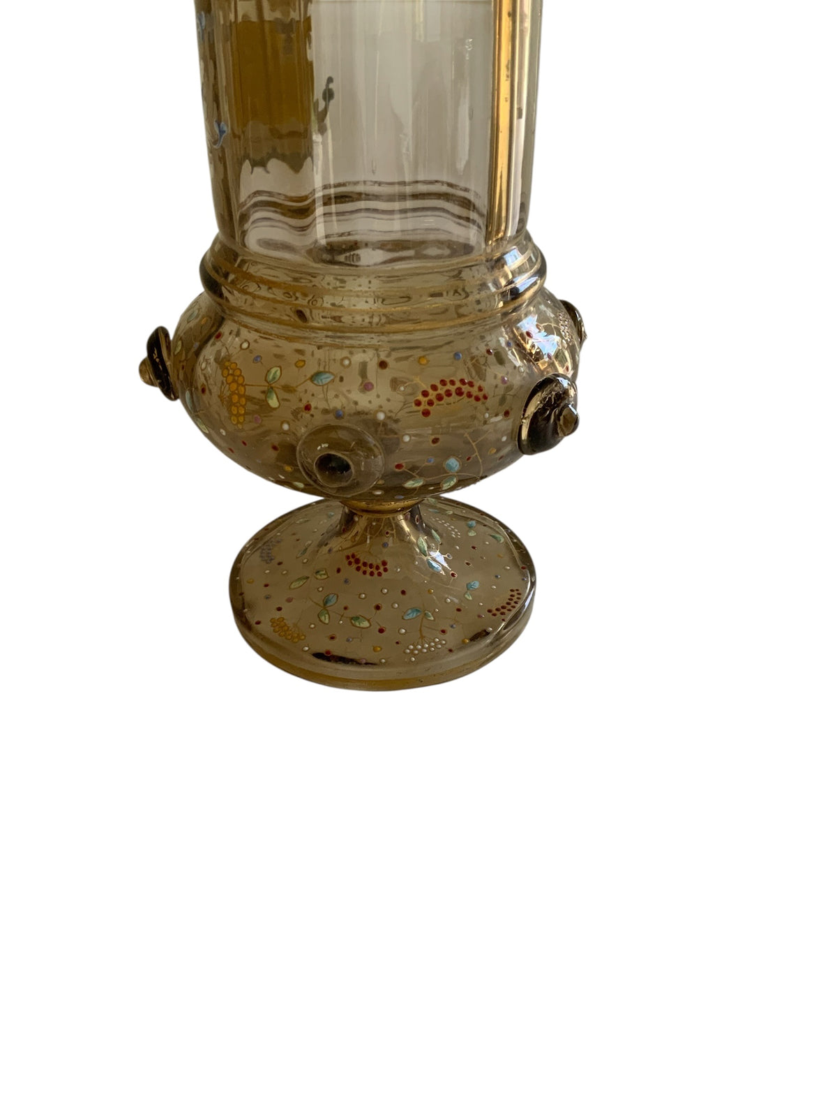 Antique Late 19th Century Fritz Heckert Enameled "Alt-Deutsch" Bohemian Glass Pokal Vase A 5755 Made in Germany 1880-1889